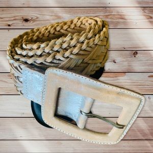 Simply Vera Vera Wang Antique Gold Braided Wide Leather Belt Size Medium BB1